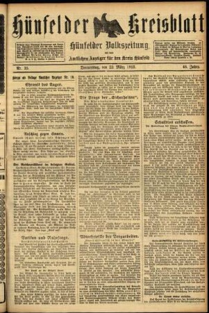Ausgabe vom Donnerstag, den 22. März 1923.