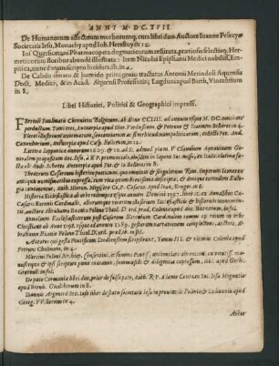 Libri Historici, Politici & Geographici impressi.