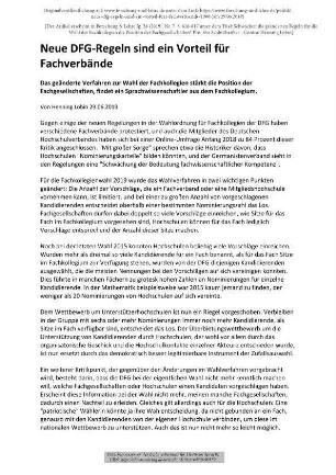Neue DFG-Regeln sind ein Vorteil für Fachverbände. Das geänderte Verfahren zur Wahl der Fachkollegien stärkt die Position der Fachgesellschaften, findet ein Sprachwissenschaftler aus dem Fachkollegium