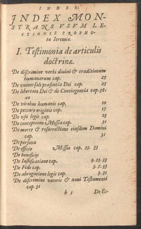Index Monstrans Usum Lectionis Prophetae Ieremiae.