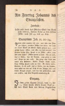 Am Feyertag Johannis des Evangelisten.