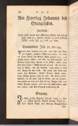 Am Feyertag Johannis des Evangelisten.