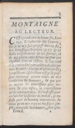 Montaigne Au Lecteur