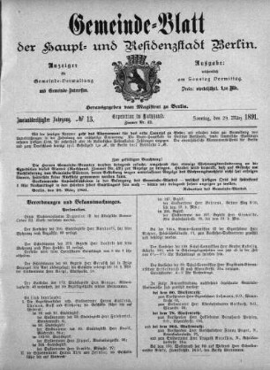 1891,13: No. 13, 29. März 1891