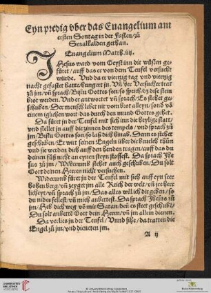 Enn predig über das Evangelium am ersten Sontag in der Fasten