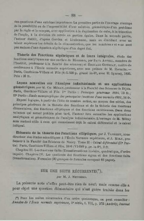 Sur une suite récurrente.