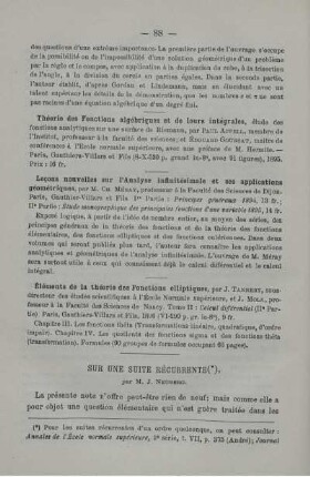 Sur une suite récurrente.