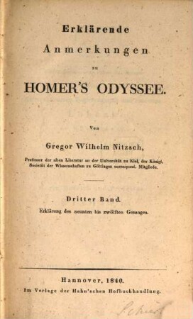 Erklärende Anmerkungen zu Homer's Odyssee, 3. Erklärung des neunten bis zwölften Gesanges