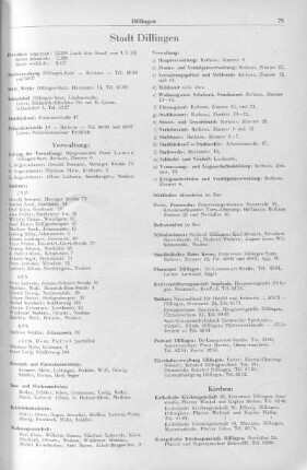 Alphabetisches Einwohnerverzeichnis der Stadt Dillingen