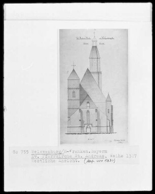 Weißenburg am Sand, Evangelische Pfarrkirche Sankt Andreas, Weihe 1327, westliche Ansicht