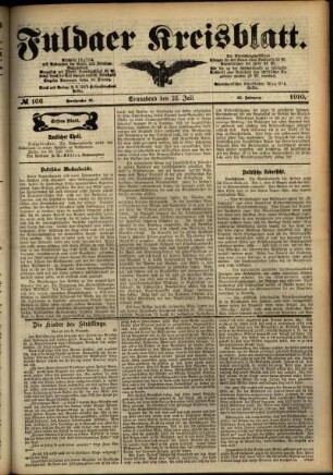 Erste Ausgabe vom Samstag, den 23. Juli 1910.