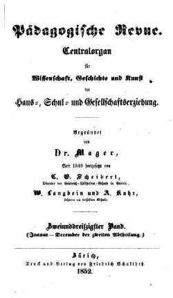 Titelblatt für Hefte 1 - 12 der zweiten Abteilung