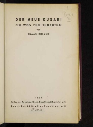 Der neue Kusari : ein Weg zum Judentum