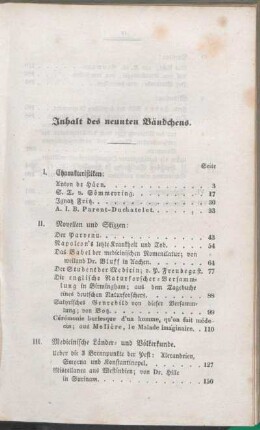 Inhalt des neunten Bändchens.