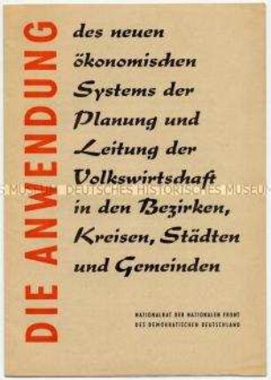 Propagandaschrift der Nationalen Front zu ökonomischen Fragen