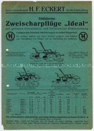 Stählerne Zweischarpflüge "Ideal"
