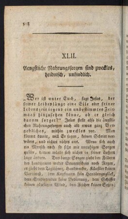 518-528, XLII. Aengstliche Nahrungssorgen sind zwecklos, heidnisch, unkindlich