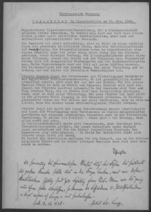 Lippoldsweiler-Sechselberg: Inspektionsbericht 1948