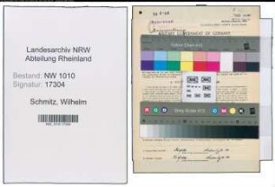 Entnazifizierung Wilhelm Schmitz , geb. 05.11.1894 (Angestellter)