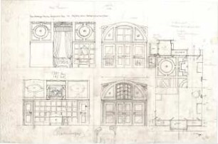 Fischer, Theodor; Nürnberg; Haus Adelsberger - Schlafzimmer des Herrn (Grundriss, Wandabwicklungen)
