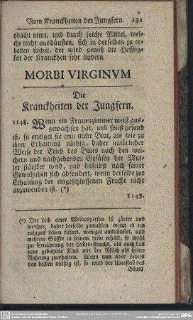 Morbi Virginum : Die Kranckheiten der Jungfern