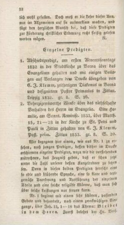 22-26 Einzelne Predigten