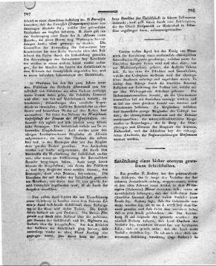 Entdeckung eines bisher anonym gewesenen Schriftstellers.