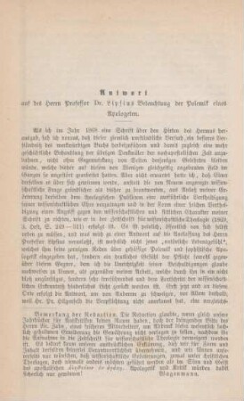 192-206 Antwort auf des Herrn Professor Dr. Lipsius Beleuchtung der Polemik eines Apologeten