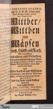 Wittber/ Wittben und Wäysen Trost, Hülffe und Rath [...].