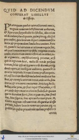 Quid Ad Dicendum Conferat Libellus de Officijs