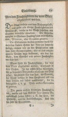 Von den Feuchtigkeiten die vom Blute abgesondert werden.