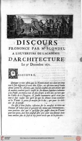 Discours [...] D'Architecture