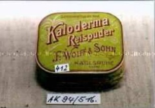 Pappschachtel für Puder "Kaloderma Reispuder F. WOLFF UND SOHN"