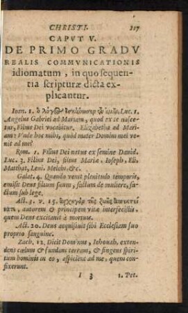 Caput V. De Primo Gradu Realis Communicationis idiomatum, in quo sequentia scripturae dicta explicantur.