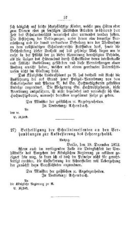 Betheiligung der Schulinteressenten an den Verhandlungen zur Aufbesserung des Lehrergehalts : [V. Elementarschulwesen]