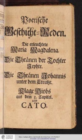 Poetische Geschicht-Reden.