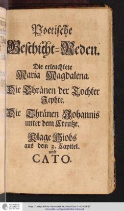 Poetische Geschicht-Reden.