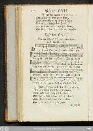 Psalm CXII. Die Glückseligkeit der Frommen und Gutthätigen.