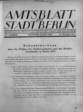 Sonderausgabe, 24. März 1933