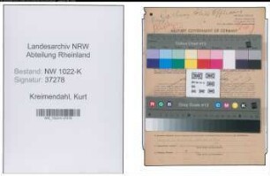 Entnazifizierung Kurt Kreimendahl , geb. 12.05.1922 (Bahnangestellter)