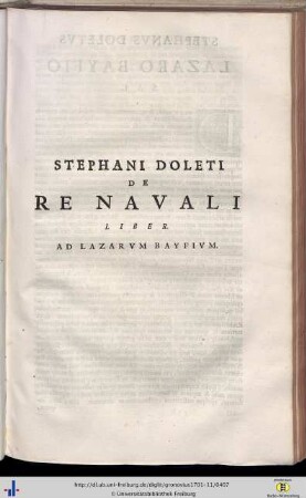 Stephanus Doletus: De re Navali Liber, ad Lazarum Bayfium.