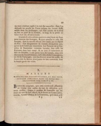 X. Massuet Histoire Des Rois De Pologne, Et Des Revolutions Arrivees Dans Ce Royaume [...]