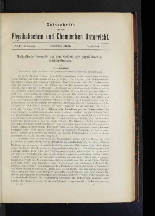 Methodische Versuche auf dem Gebiete der physikalischen Schülerübungen.