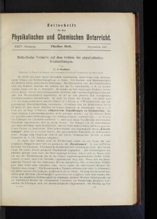 Methodische Versuche auf dem Gebiete der physikalischen Schülerübungen.