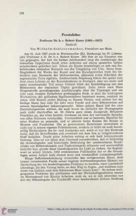 Neue Folge 15: Professor Dr. h.c. Robert Knorr (1865-1957) : Nachruf
