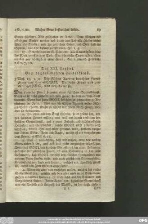 Das XXI. Capitel. Vom rechten wahren Gottesdienst.