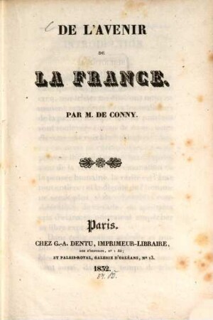 De l'avenir de la France