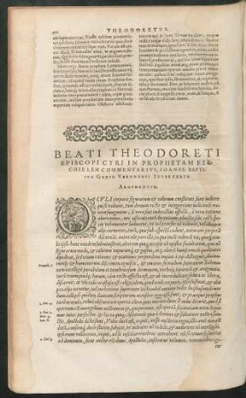 Beati Theodoreti Episcopi Cyri In Prophetam Ezechielem Commentarius ...