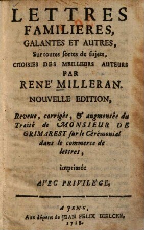 Lettres familières, galantes et autres, sur toutes sortes de sujets