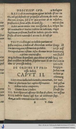 Caput II. De Ordine et Proocessu iudicij.